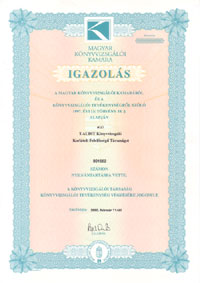 T-Audit knyvvizsgl, knyvvizsgli tevkenysgre jogosult